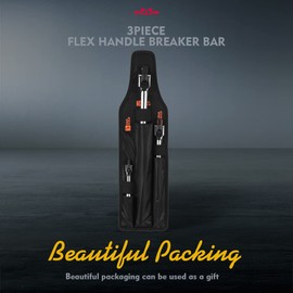 HORUSDY 3-Piece Breaker Bar Set with 180° Rotatable Head, 1/4'', 3/8'' and 1/2'' Drive, Heavy Duty Breaker Bars with Chrome Vanadium Steel 6'', 10'', 15'' Length