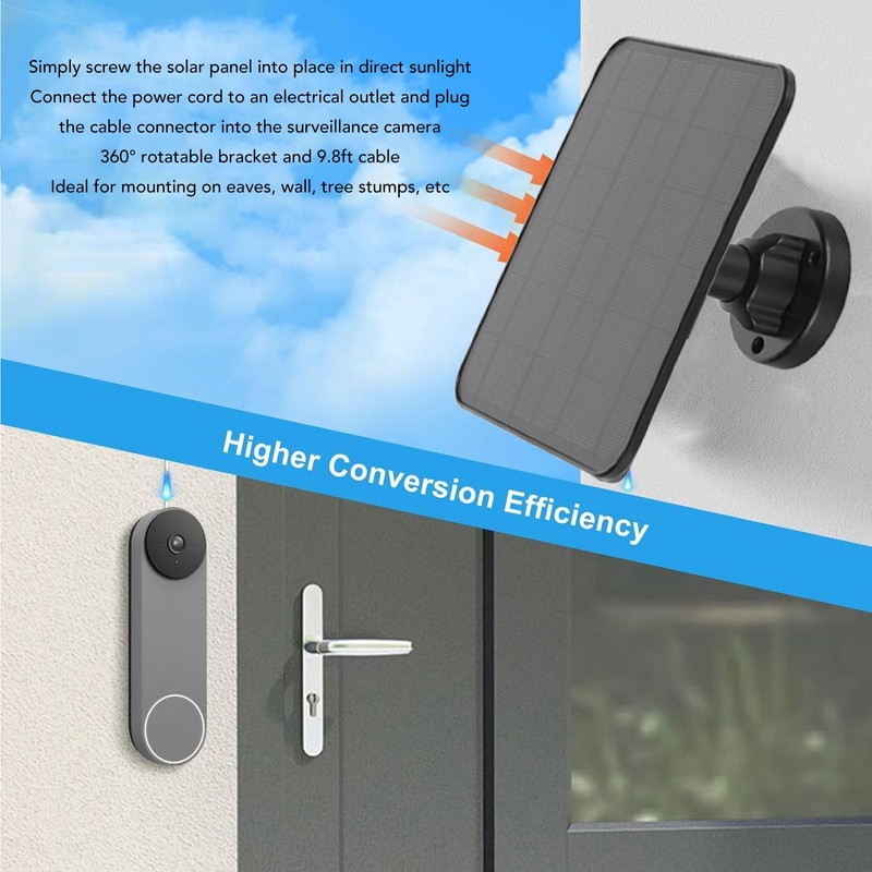 Solar Panel for Security Camera, 12W 6V Portable Solar Charger