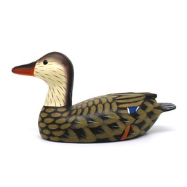 CVHOMEDECO. Primitives Hand Engraving and Painted Wood Duck Decor Farmhouse Figurine Mallard Decorative Accent, 10 Inch, Brown