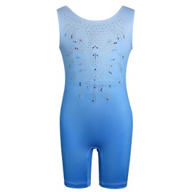 DANSHOW Gymnastics Leotards for Girls Kid Shiny Biketard Child Athletic Unitard(4092-L-01)