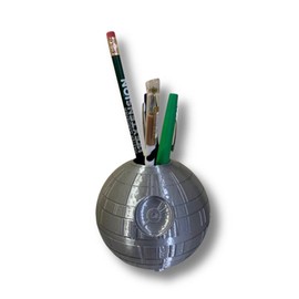 Death Star Pen Pencil Holder 3D Printed - desk organizer - Space Ship Planter for Small Succulents