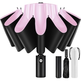 Sumeriy Folding Umbrella, 12 Ribs, Inverted Folding Umbrella, Automatic Opening/Closing, Big Size, Waterproof, Windproof, Compatible with Typhoons, Rainy Season Protection, UV Protection, Rain or Shine, Portable Folding Umbrella, Umbrella Bag Included, W