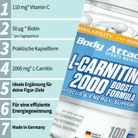 Body Attack L-Carnitine - 100 Capsules