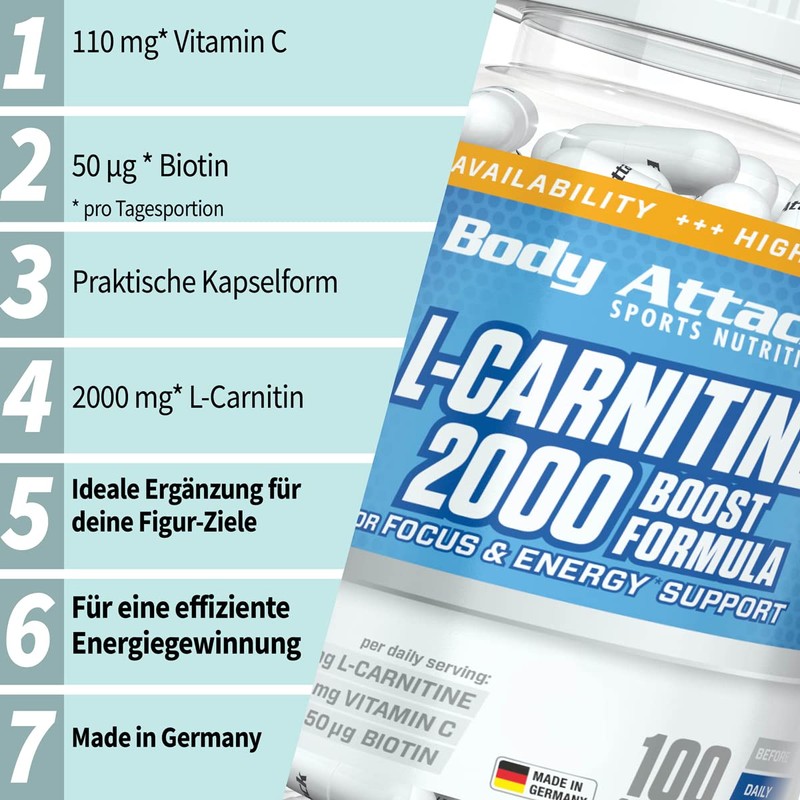 Body Attack L-Carnitine - 100 Capsules
