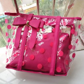 AIBILIEI Women's Clear Tote Bags Multi-Use Shoulder bag Handbag Beach bag Shopping Bag (Red)