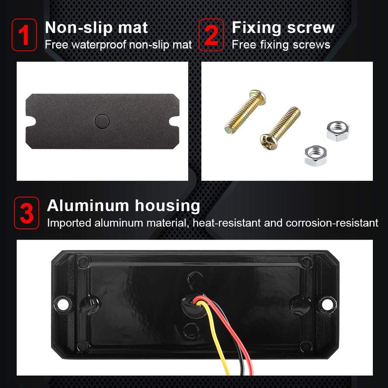 Sidaqi 1PCS Red LED Emergency Strobe Light Bar 12-24V 12