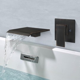 Aolemi Tub Faucet Waterfall Bathtub Faucets Wall Mount Tub Filler Bathroom Sink Single Handle with High Flow Spout Rough-in Valve Included Oil Rubbed Bronze