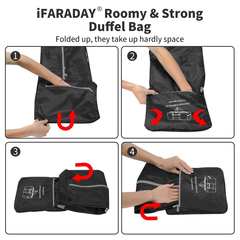 iFARADAY Foldable Duffel Bag 30 inch 75L Large Lightweight Luggage