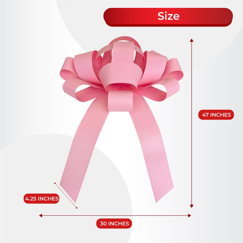 CarBowz Big Pink Car Bow, Giant 30" Bow, Non Scratch
