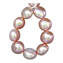 PremiumBead Natural 9 Peach Freshwater Button Pearls | Pink | 8.5x5.5-8x5.5m