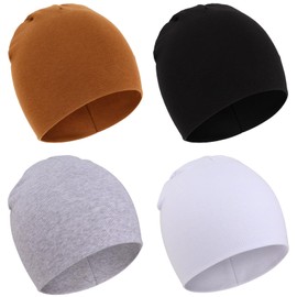 DRESHOW BQUBO 4 Pieces Baby Beanie Newborn Toddler Soft Cute Knit Hat Hospital Hats for Baby Boys Infant Cap Beanies