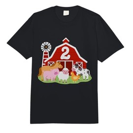 2nd Birthday Farm Animals Bday Party 2 Years Old Boy Toddler Comfort Colors Adult Heavyweight T-Shirt