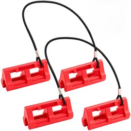 Datanly 2 Sets 4" Red Steer Stop Outboard Steering Locks - Keep Motor in Position When Towing, Easy Install Hydraulic Steering Clip for Safe Boat Trailering & Transport