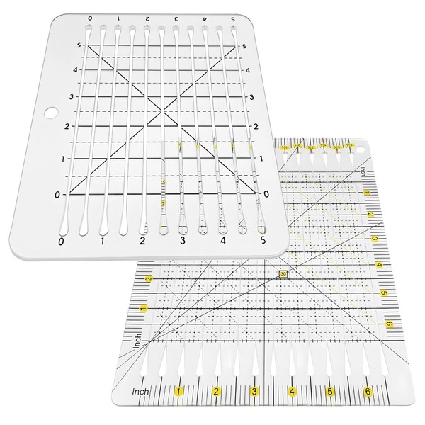 Packool 2 PCS Acrylic Quilt Cut Rulers, Quilt Cut Template