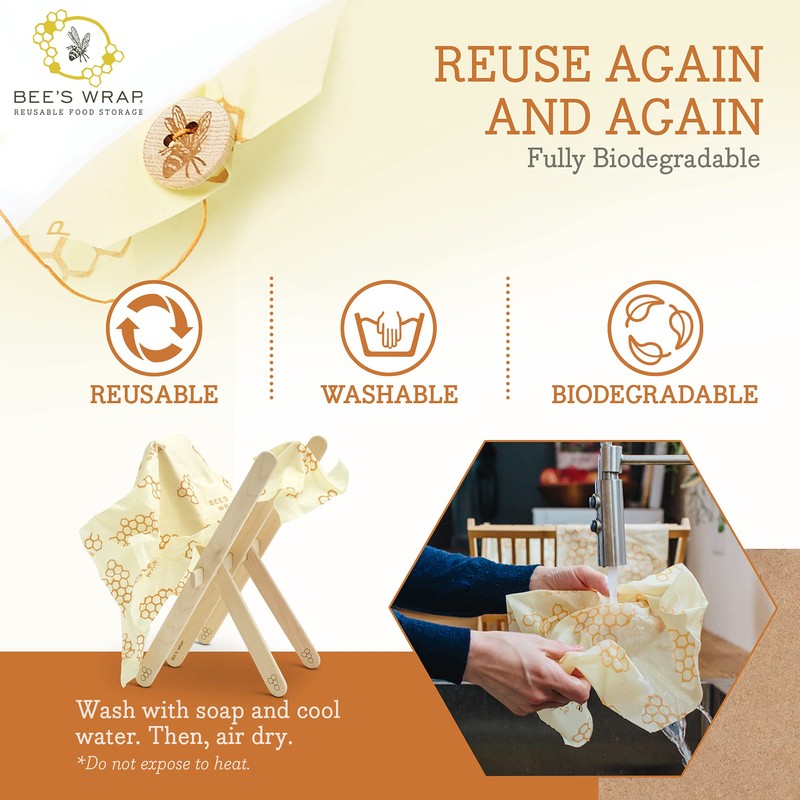 Bees Wrap 153CW10113 Set of 3 Cheese Wraps Plastic Alternative