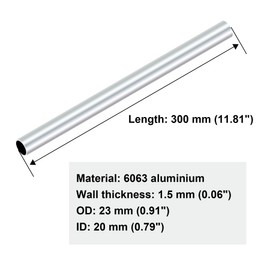 iMeistek 6063 Aluminium Round Tubes, 23mm OD 20mm ID 300mm Length 1.5mm Wall Seamless Straight Aluminium Tubing Pipe(3PCS)