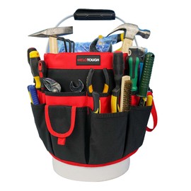 MELOTOUGH Bucket Caddy Organizer Bucket Tool Organizer for Garden Tools Fit 3.5 to 5 Gallon Bucket (Red)