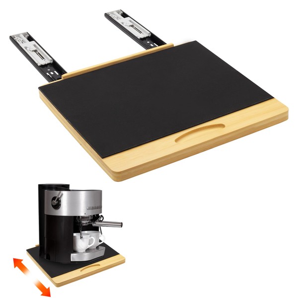 MinBoo Bamboo Appliance Slider,Sliding Tray for Coffee Maker, Kitchen Countertop