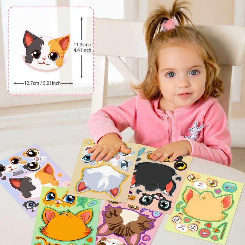 Cute Cat Face Swap Sticker Cute Cat Make-A-Face Sticker Puzzle
