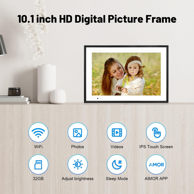 AEEZO 32GB Digital Picture Frame WLAN 10.1 Inches, 1280 x