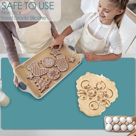 Extra Large Silicone Mat, 31.5x23.6 Inch Heat Resistant Mat for Kitchen Counter, Non Stick Silicone Baking Mat for Dough and Pastry, Thick Silicone Pad Countertop Protector, Dark Green