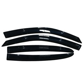 Window Visor Compatible With 2011-2020 Dodge Charger | Slim Style Acrylic Black Sun Rain Guards Cover By IKON MOTORSPORTS | 2012 2013 2014 2015 2016 2017 2018 2019