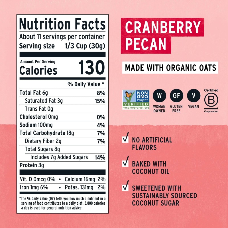 purely elizabeth. Cranberry Pecan Ancient Grain Granola 12 Ounce Pack