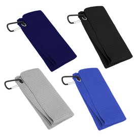 zavehony 40x40cm Golf Towel With Carabiner Clip,Golf Cleaning Towel (Navy/Black/Cold Grey/Blue)
