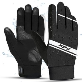 FDX Cycling Waterproof Gloves - Thermal Running Gloves for Men Women, Touchscreen Winter Mittens for Skiing, Biking, Driving, Hiking and Outdoor Sports Black-L