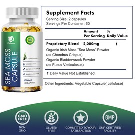 Irish Sea Moss Capsules With bladderwrack Supplemene Digestion Comfort 120Pc
