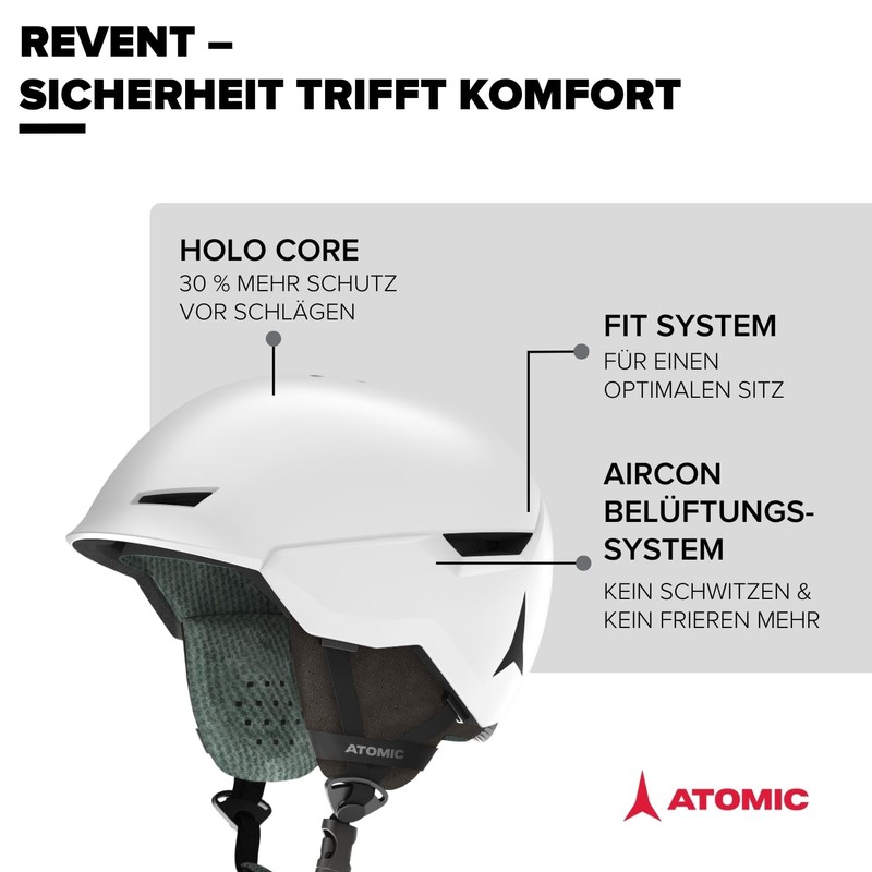 ATOMIC Revent Ski Helmet in White, Size M, Unisex for