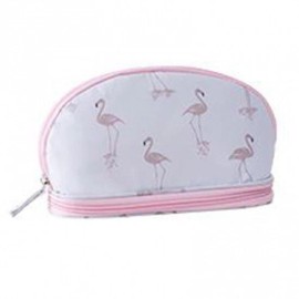 Flamingo Pattern Fabric Makeup Storage Bag with a bottom compartment