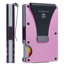 RHINO CO. Minimalist Metal Wallet RFID-Blocking Credit Card Holder with Cash Clip - Slim, Secure, Small and Stylish (Cotton Candy)