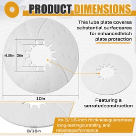 Threlaco 5th Wheel Hitch Lube Plate 10 Inch Rv Camper Trailer Fifth Wheel Plate Fifth Wheel Plate Disc Accessories for 5th Wheel Trailer Safety Kit, White, 3/16 Inch Thick