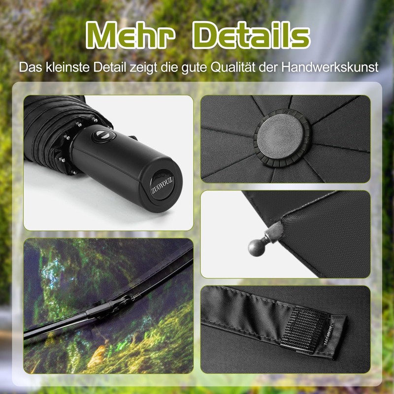 ZUOYOUZ Travel Umbrella Printed with Nature Elements Sun Protection Portable