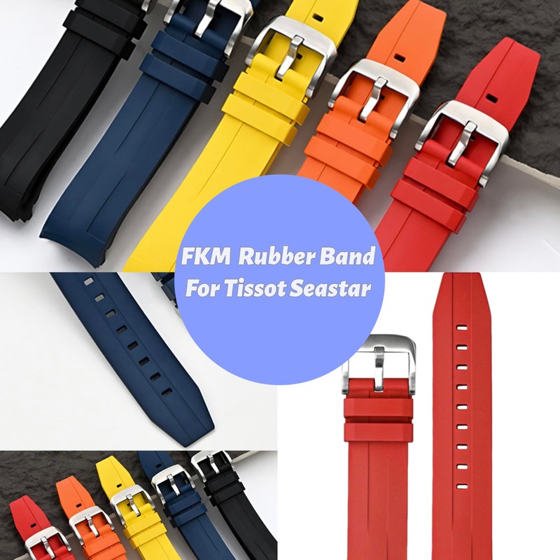 21mm FKM Rubber Band For Tissot Seastar 1000 Powermatic 80