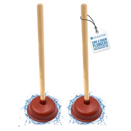 Sink & Drain Plunger Sink Unblocker with Strong Traditional Wooden Handle - Plunger Toilet Unblocker with Strong Suction Performance - Toilet Sink Plungers (Pack of 2)