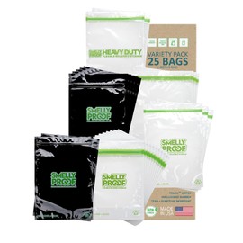 25 x Smelly Proof Reusable Bag, Washable Outdoor Bundle: 6 Ziplock Sizes, Expandable Heavy-Duty, Clear & Black, Perfect for Camping, Hiking, Fishing, Backpacking - Multi-Size Pack + Free Bonus Bag