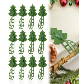 Baitedelai Christmas Garland Hanging Hooks for Mantle, 12 Pcs Fireplace Garland Hanger, Christmas Tree Shaped Ties Stocking Holder Reusable Silicone Adhesive Straps for Front Door & Stairways
