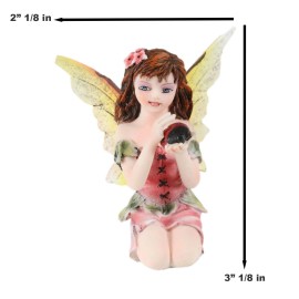 Ebros Fairy Garden Kneeling Fairy Holding Ladybug Figurine 3.25" H Miniature
