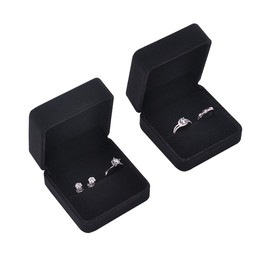 iSuperb Velvet Jewellery Boxes for Rings Earrings Stud Gift Box Wedding Engagement Double Rings Gift Box (Dark Grey), Velvet