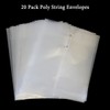 Letter Size Clear Poly Envelopes with String Closure, 20 Pack