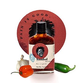 Pain is Good - Habanero Sambal Hot Sauce - 7oz Bottle - Made in USA - All Natural Ingredients, Non-GMO, Gluten-Free, Sugar-Free, Vegetarian, Keto - Pack of 1