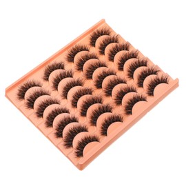 KFHENSOMR 3d Mink Lashes Eyelashes Cat Eye 14 Pairs 18mm False Thick Fluffy Cat Eye Mink Lashes Volume Faux Minks Eyelash Strips Lash Pack Natural Fox Eyes False Eyelashes Look Like Extensions Eyelash