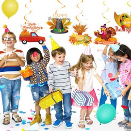 Happy Thanksgiving Banner with Hanging Swirls Autumn Thanksgiving Garland Happy Thanksgiving Decorations Banner Give Thanks Banner Fall Decorations for Home Thanksgiving Decorations (12)