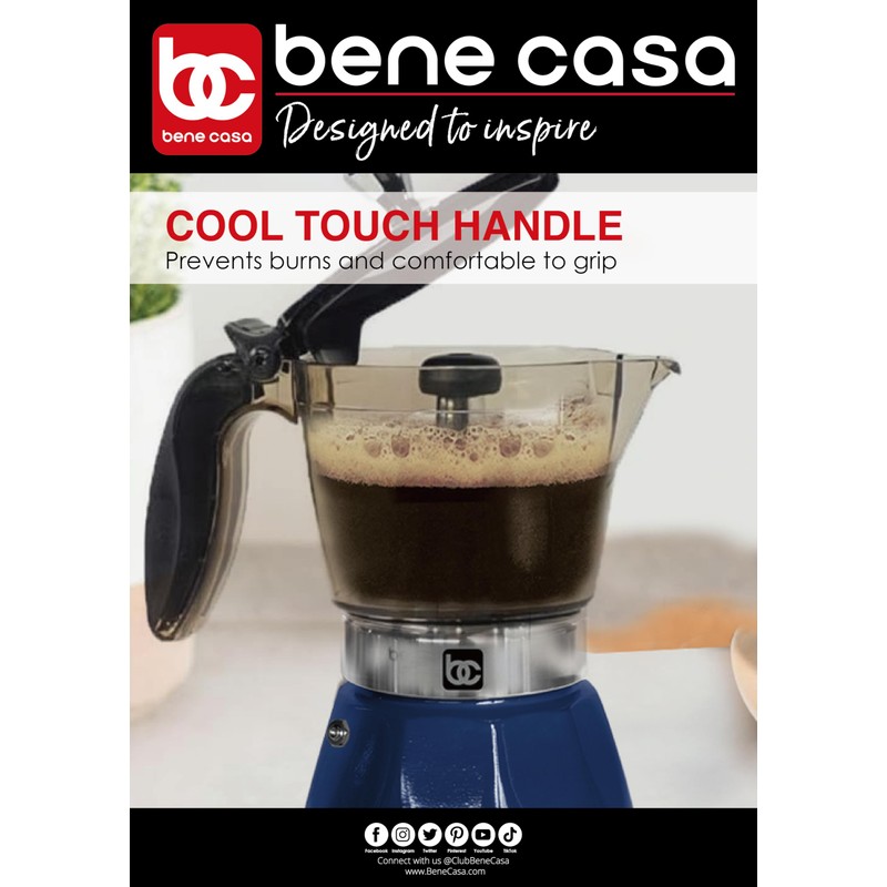 Bene Casa Blue Portable Electric Espresso Maker/Cafetera, 1-3 Cups/Shots (1,