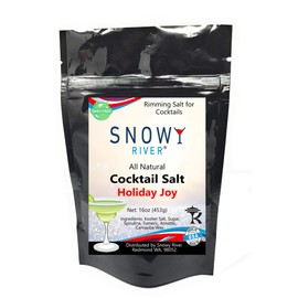 Snowy River Holiday Joy Cocktail Salt - Natural Kosher Holiday Margarita Salt for Cocktail Rimming (16oz Bag)