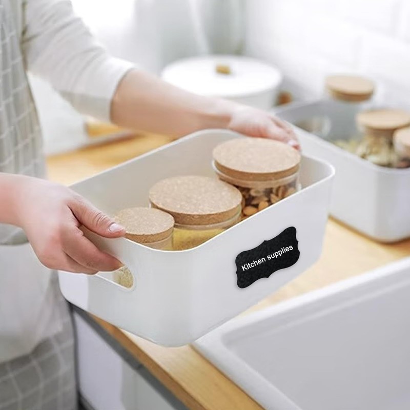 GAOHAN 12 Packs Plastic Storage Boxes with Handles, 3 Colours