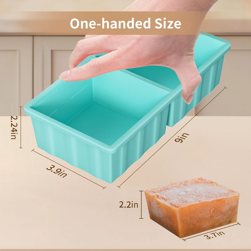 Silicone Freezer Tray for Soup Ice Cubes: 2-Cup Freezing Tray