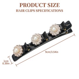 4 Pcs Braided Rhinestone Hair Clips, Hair Clips with Sparkling Crystal Stones, Elegant Hair Styling Clips, Rhinestone Hair Clip, Double Layer Hair Clips for Women and Girls(Style5)
